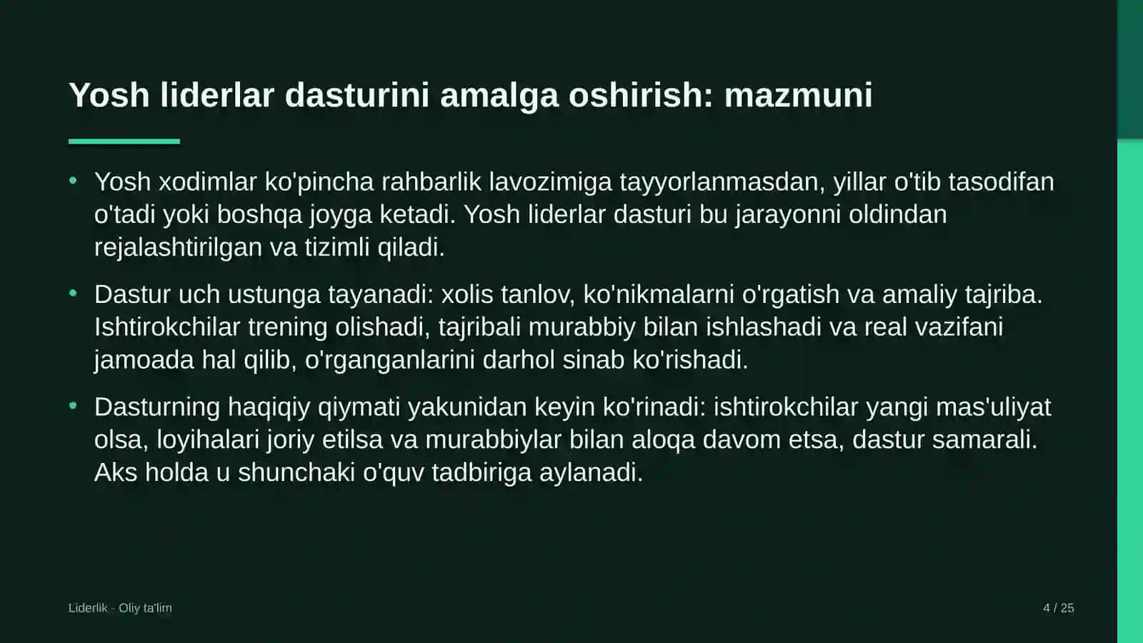 Dorixonalarda yosh liderlar dasturini amalga oshirish 4