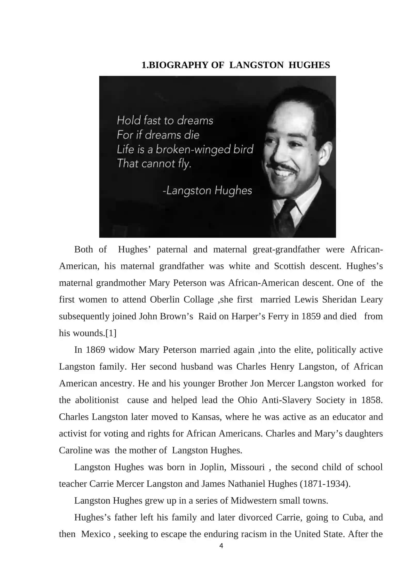 Theme: Langston Hughes And His Poetry 4