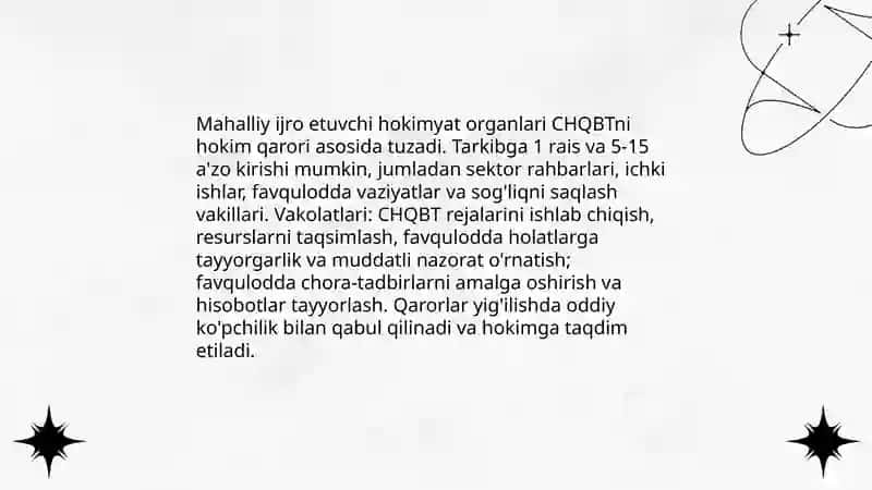 CHQBT ni tashkil etish va amalga oshirish bo'yicha mahalliy ijro etuvchi hokimyat organlari 4