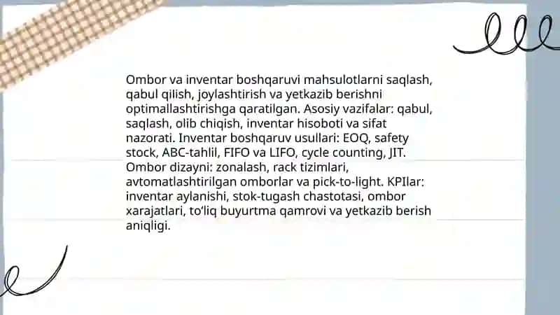 Logistik zanjirlar va operatsiyalar 4