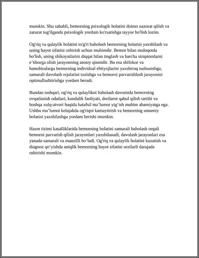 HAZIM TIZIMI KASALLIKLARIDA BEMORLARNI KUZATISH VA PARVARISH QILISH 4