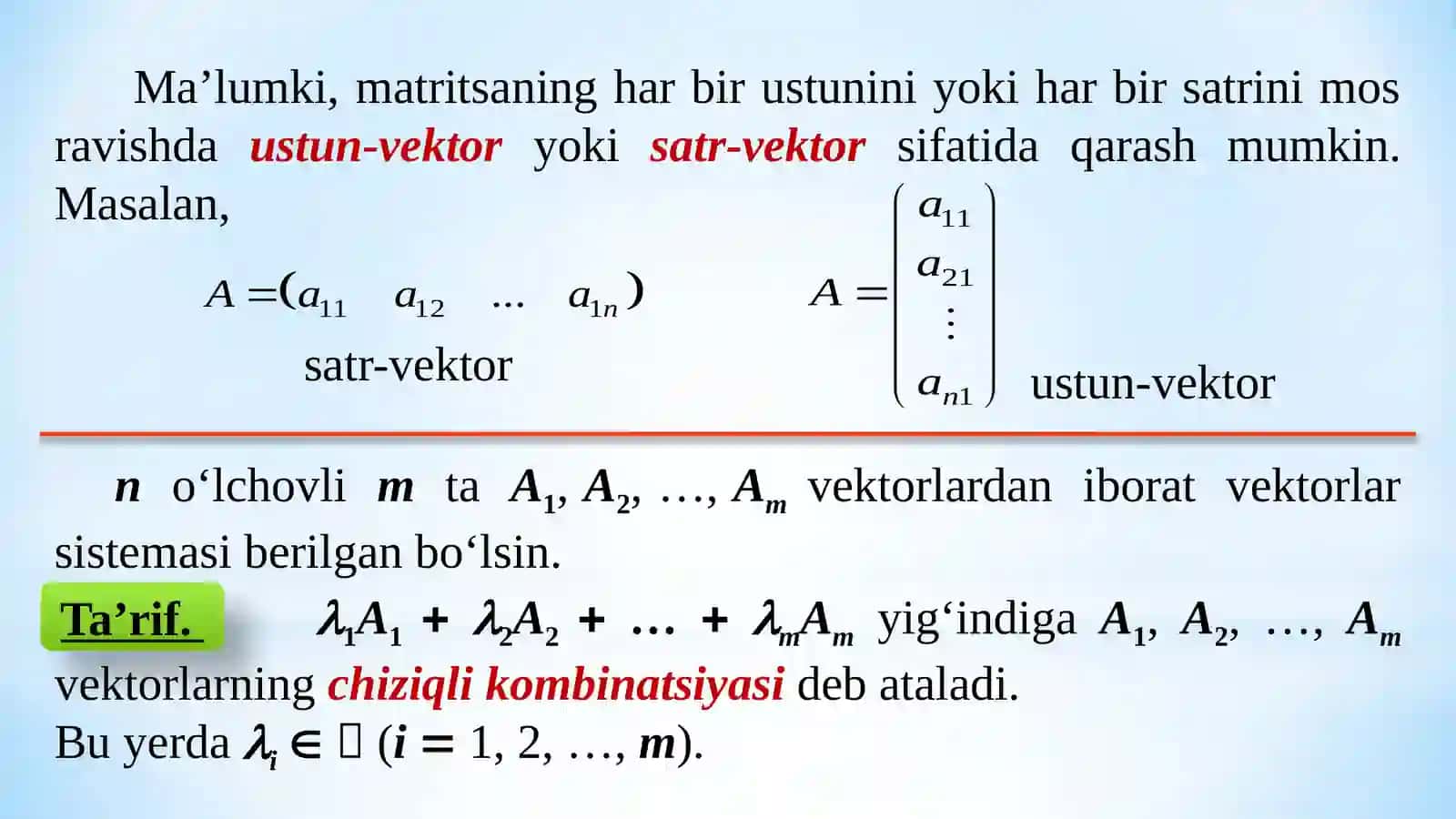 Vektorlar sistemasi va uning rangi 4