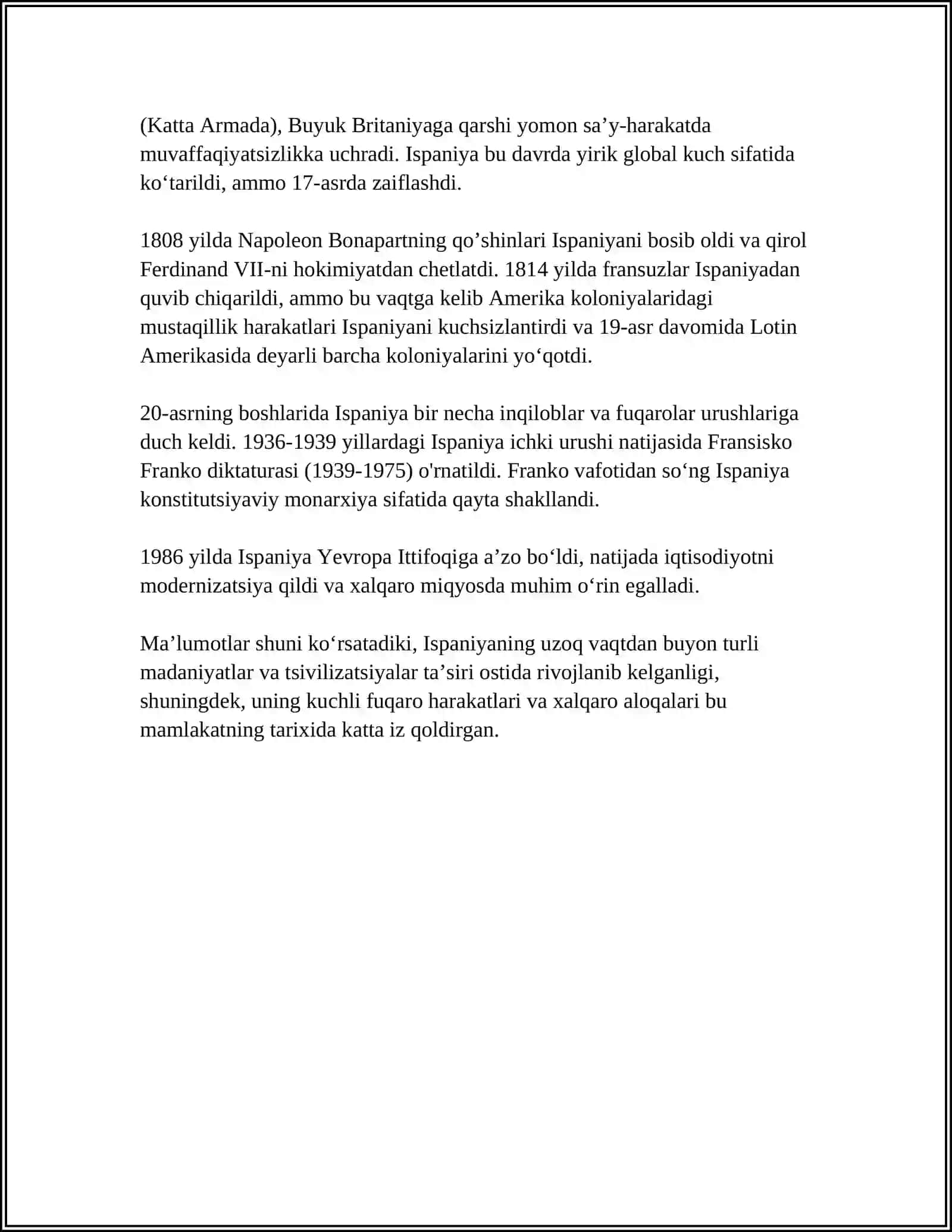 ISPANIYA DAVLATI HAQIDA MA'LUMOT 4
