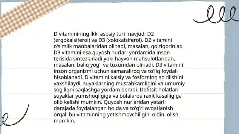 D vitamin haqida malumot 4