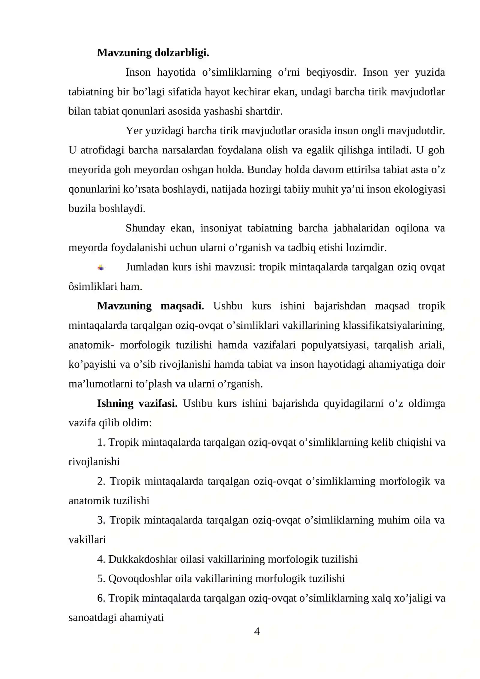 Tropik mintaqalarda tarqalgan oziq-ovqat o‘simliklarining xususiyatlari 4