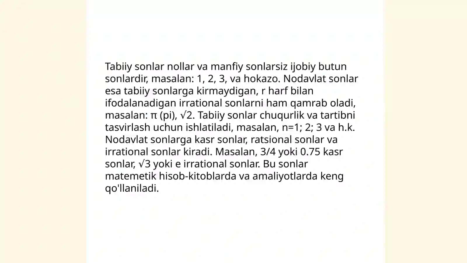Natural sonlarning tarixi 4