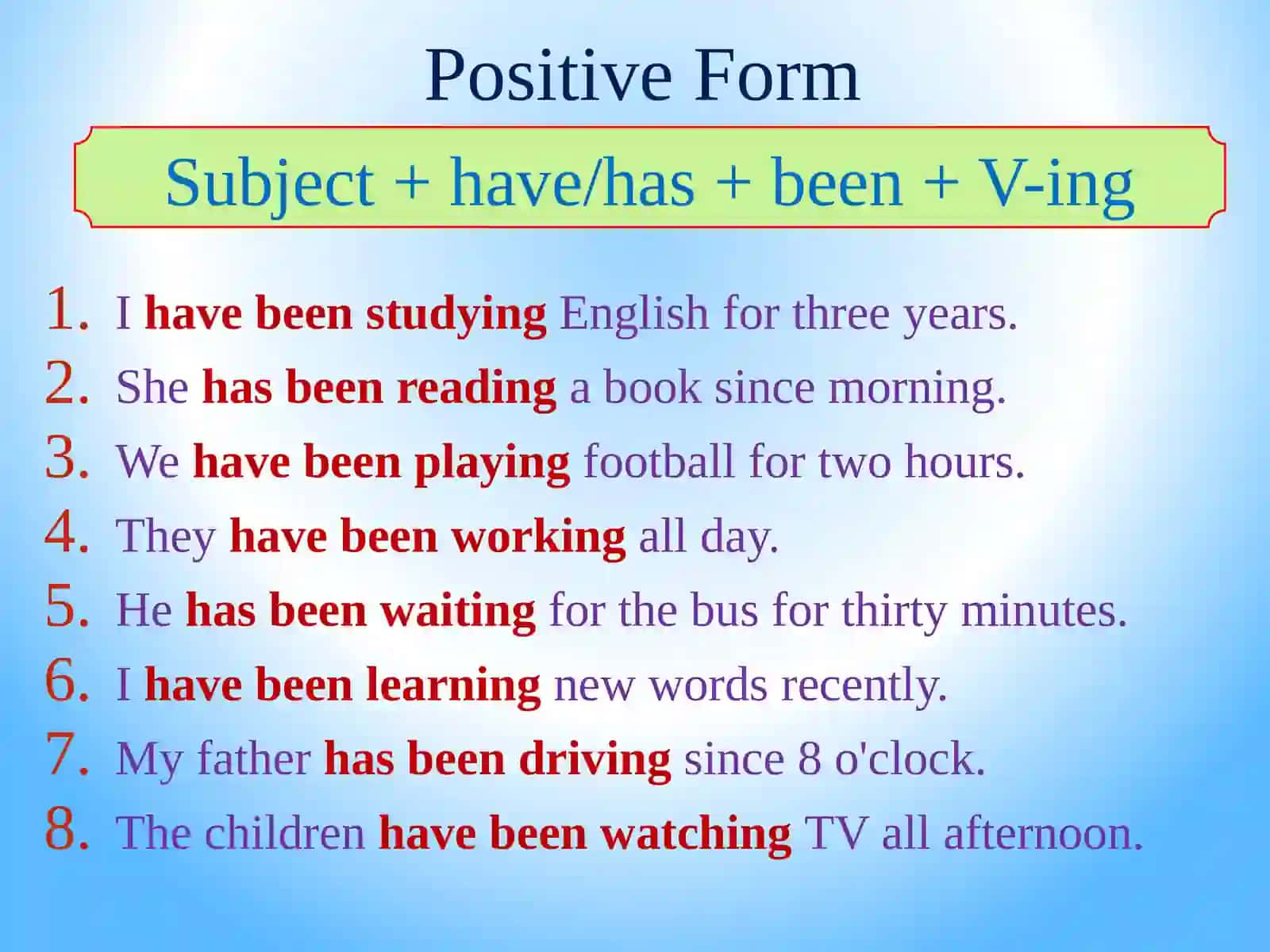 present perfect continous 4
