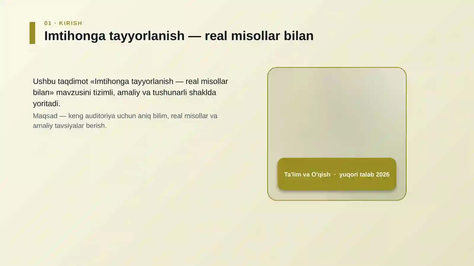 Imtihonga tayyorlanish — real misollar bilan 4