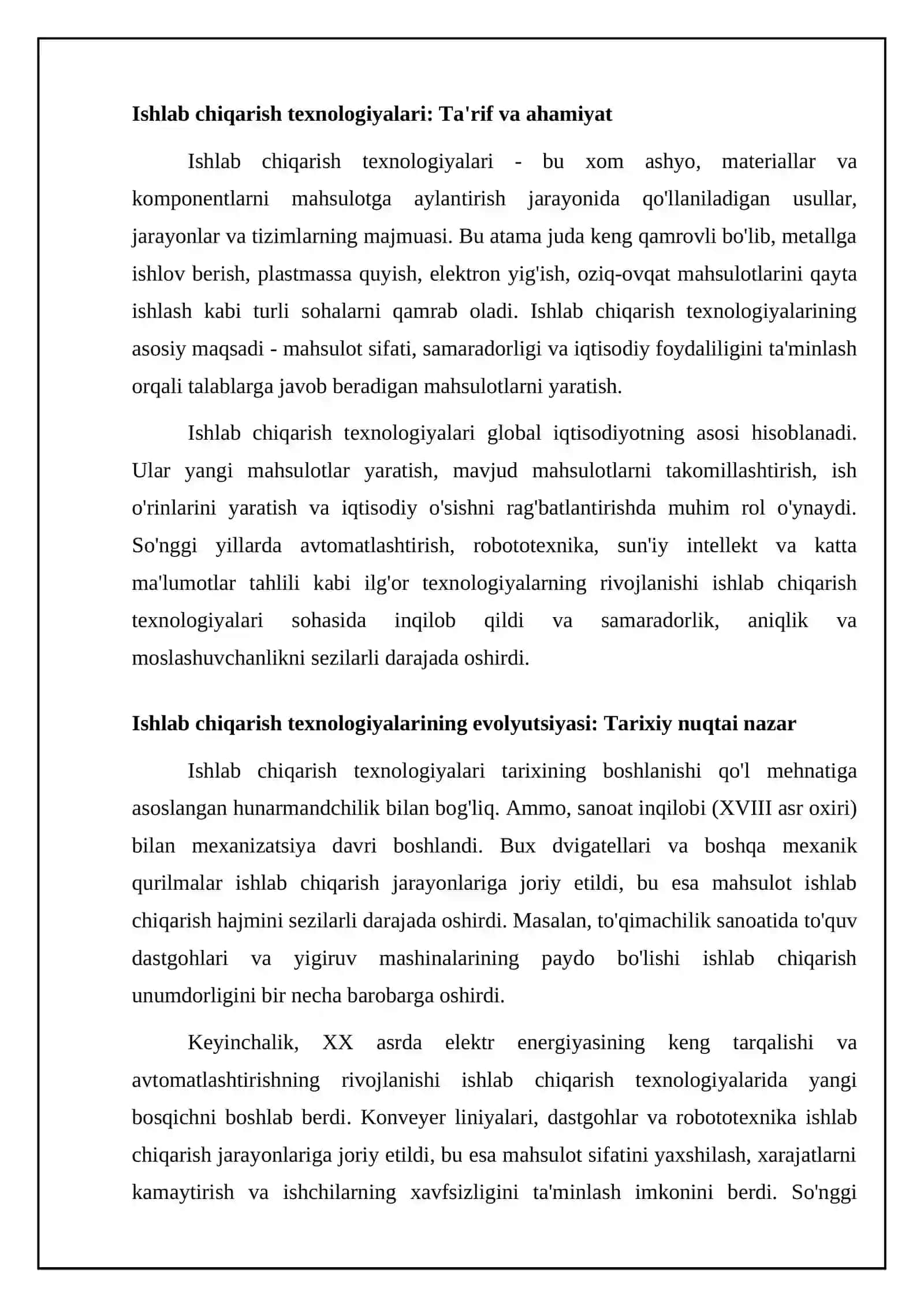 Ishlab chiqarish texnologiyasi 4