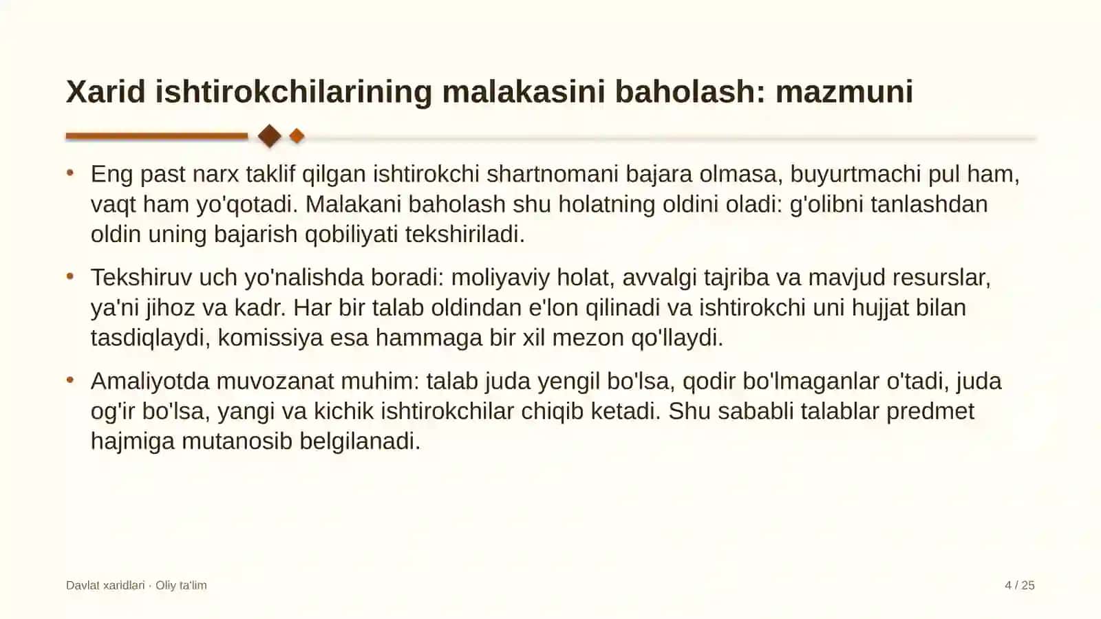 Davlat xaridlari · Oliy ta'lim 4