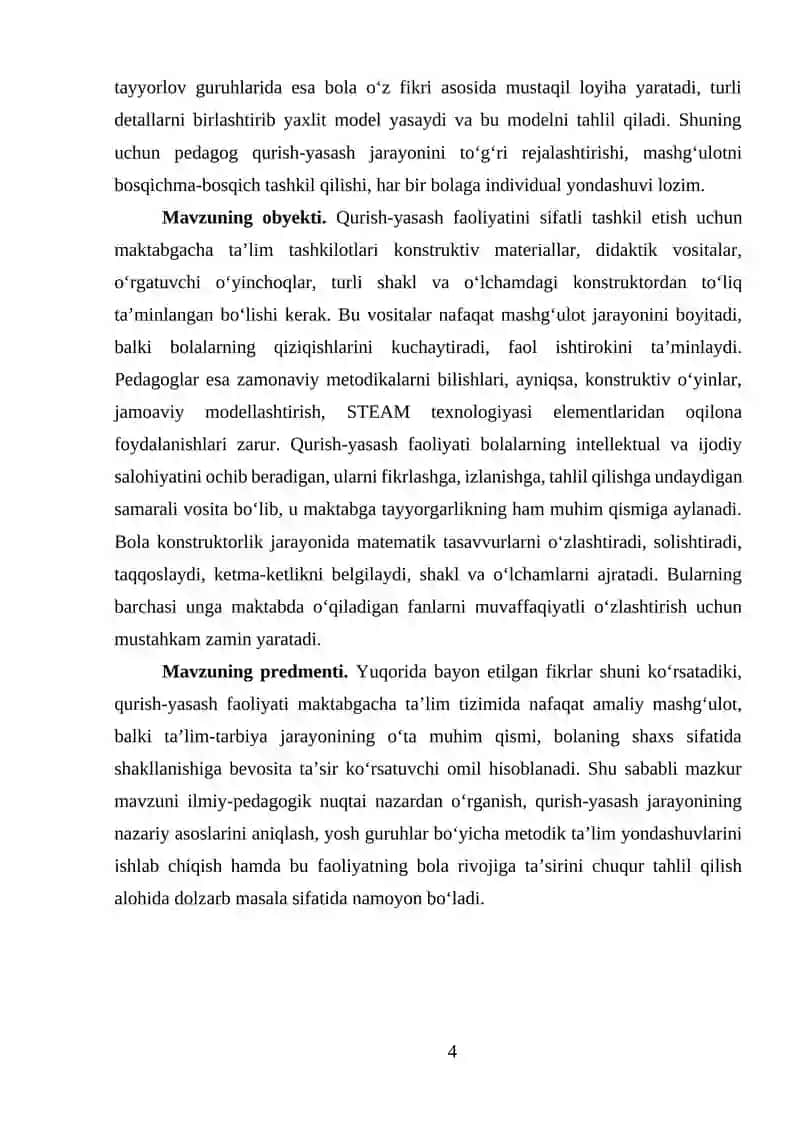 MTTda Qurish-yasash 4
