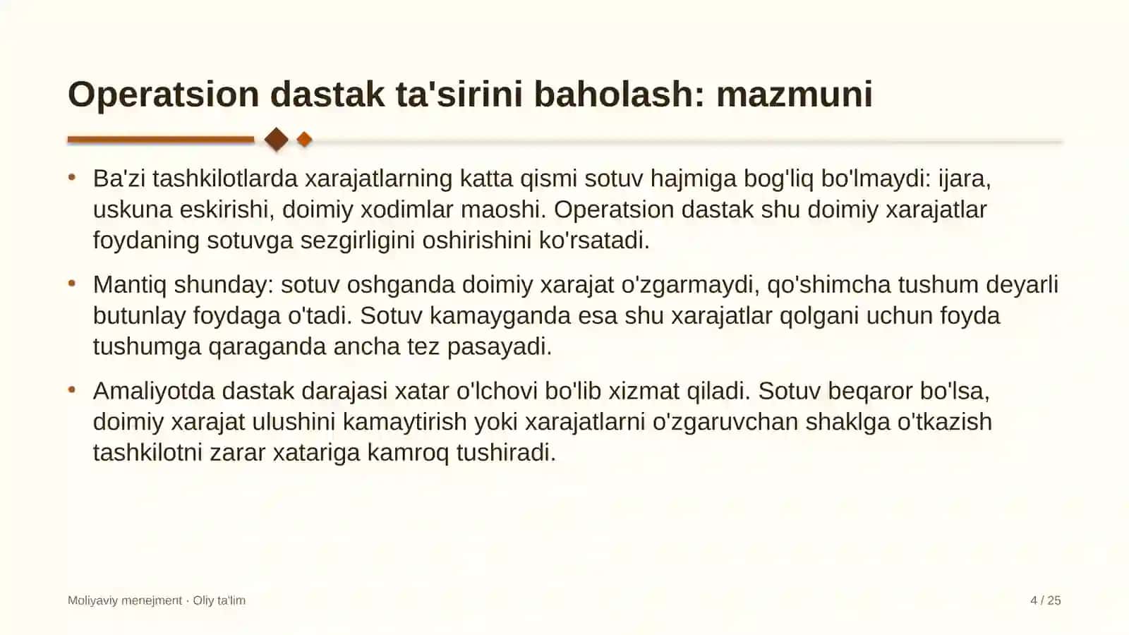 Elektronika do'konlarida operatsion dastak ta'sirini baholash 4