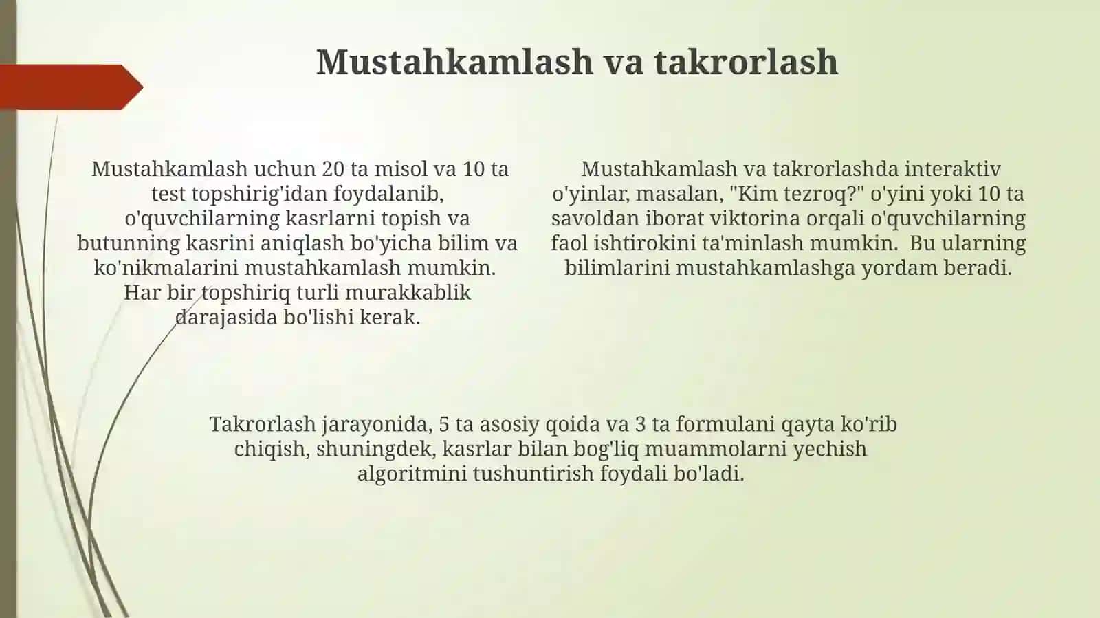 Butunning kasrini topish 4