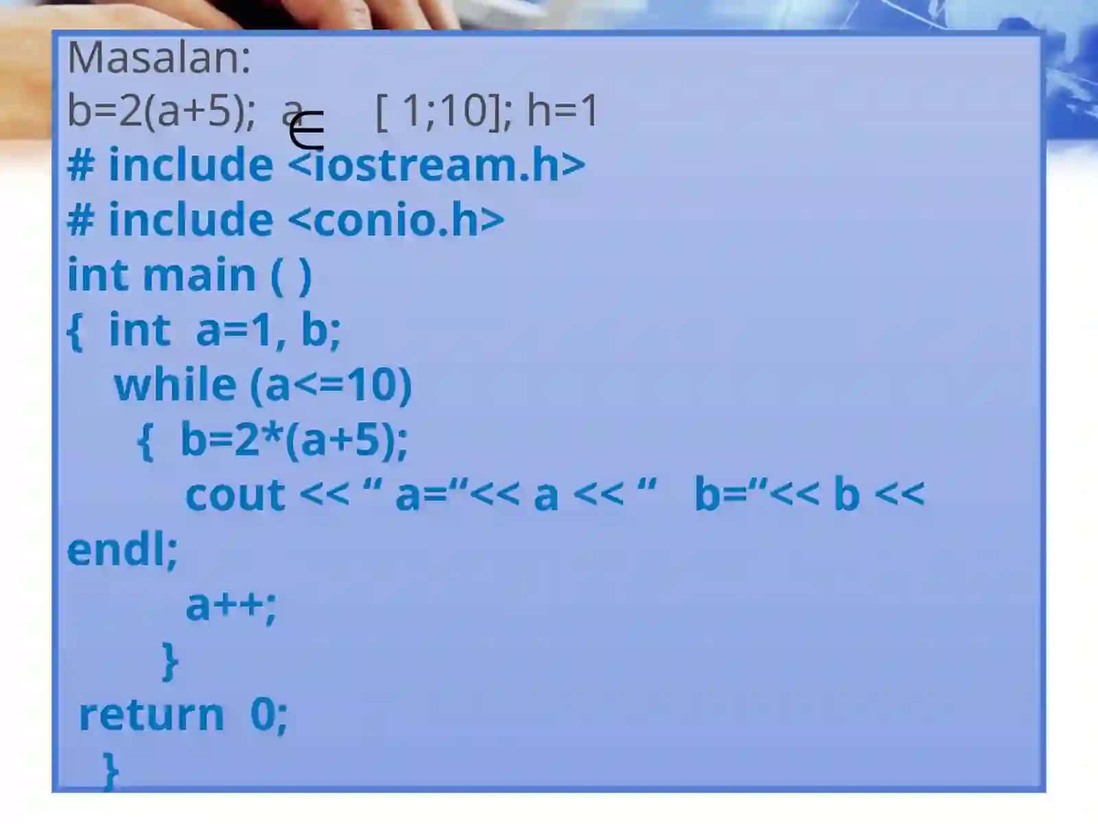 C/C++ tilida takrorlanuvchi dastur 4