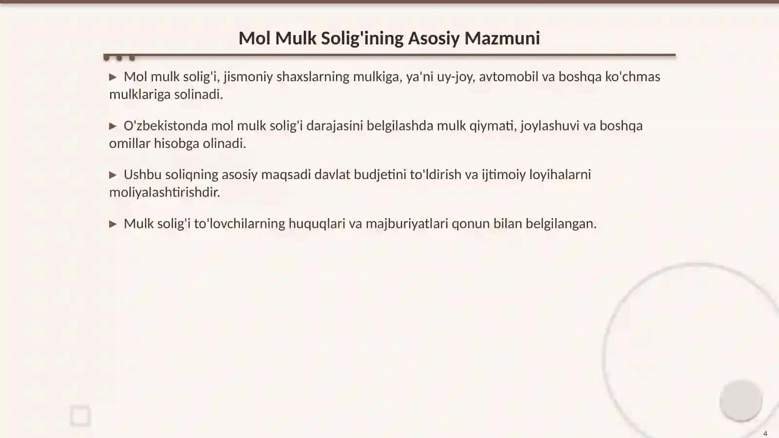 Jismoniy shaxslarning mol mulkiga solinadigan soliq 4
