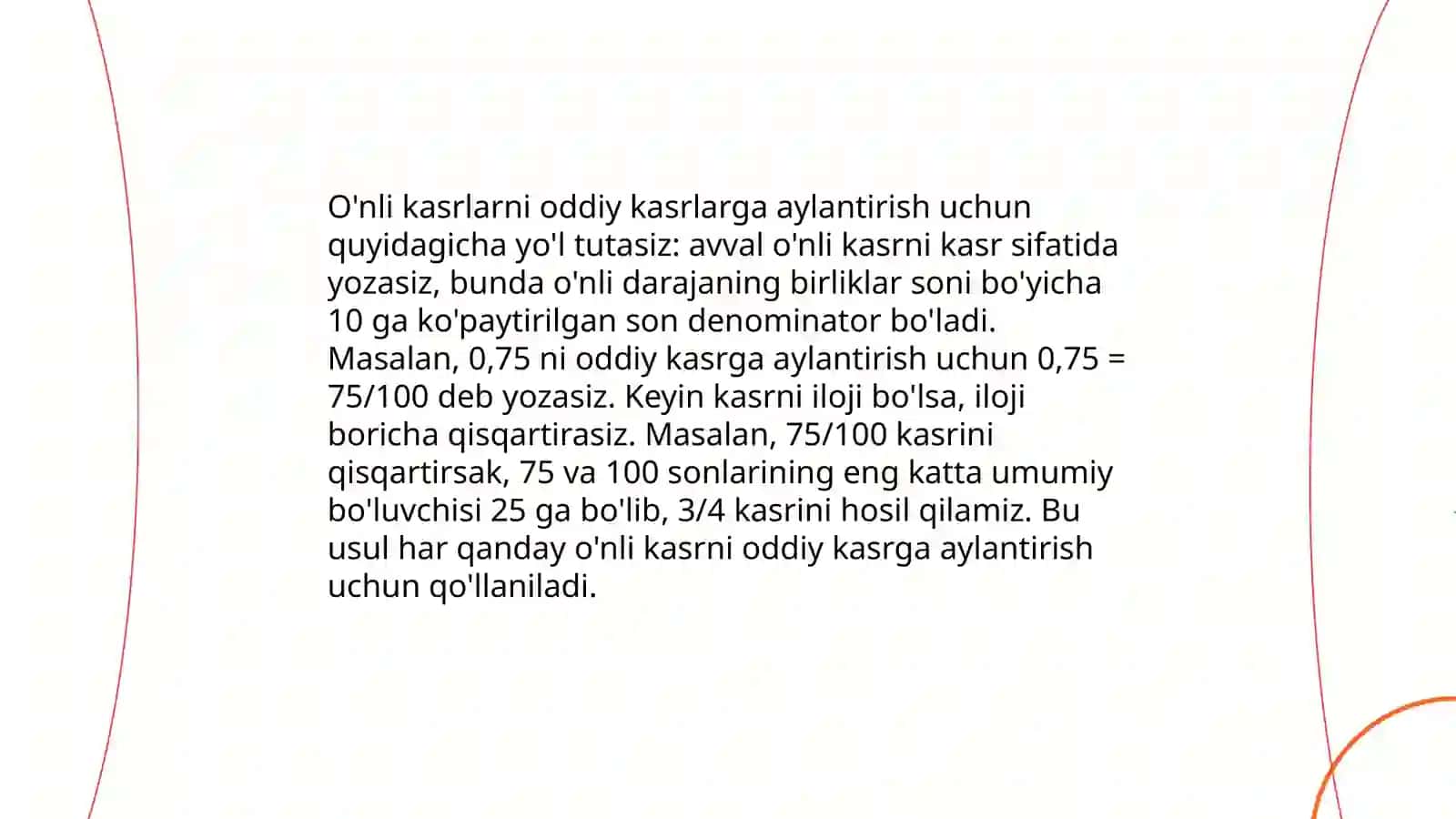 O'nli kasrlarni bo'lish 4