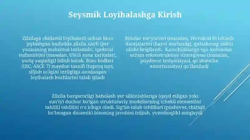 Seysmik Xavflar va Kodlar 4