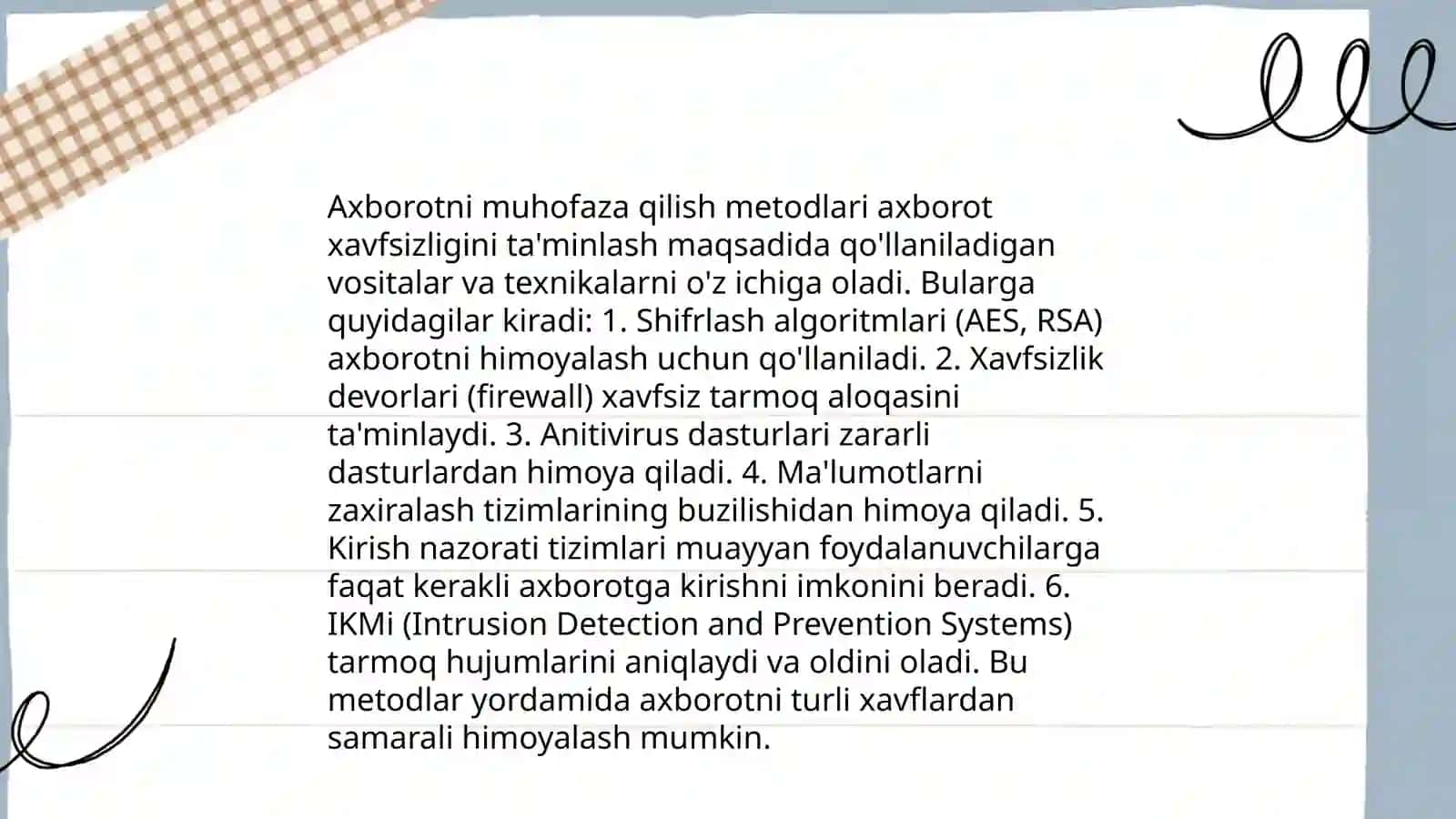 Axborot xavfsizligi va axborotni muhofaza qilish tushunchalari 4