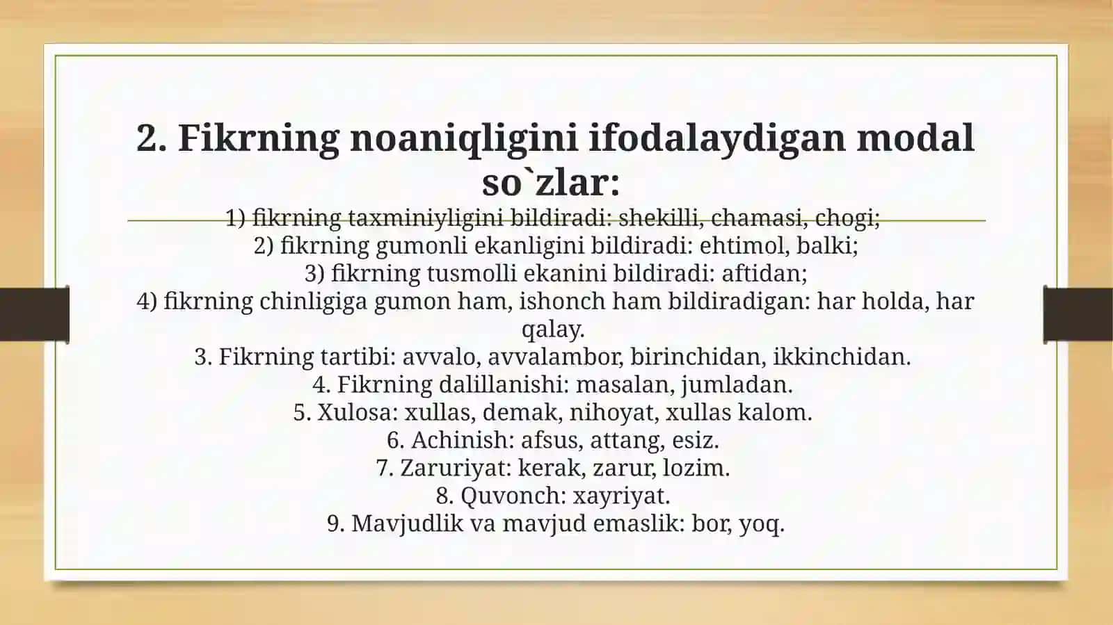 Modal soʻz, Taqlid soʻz, Undov soʻzlar 4