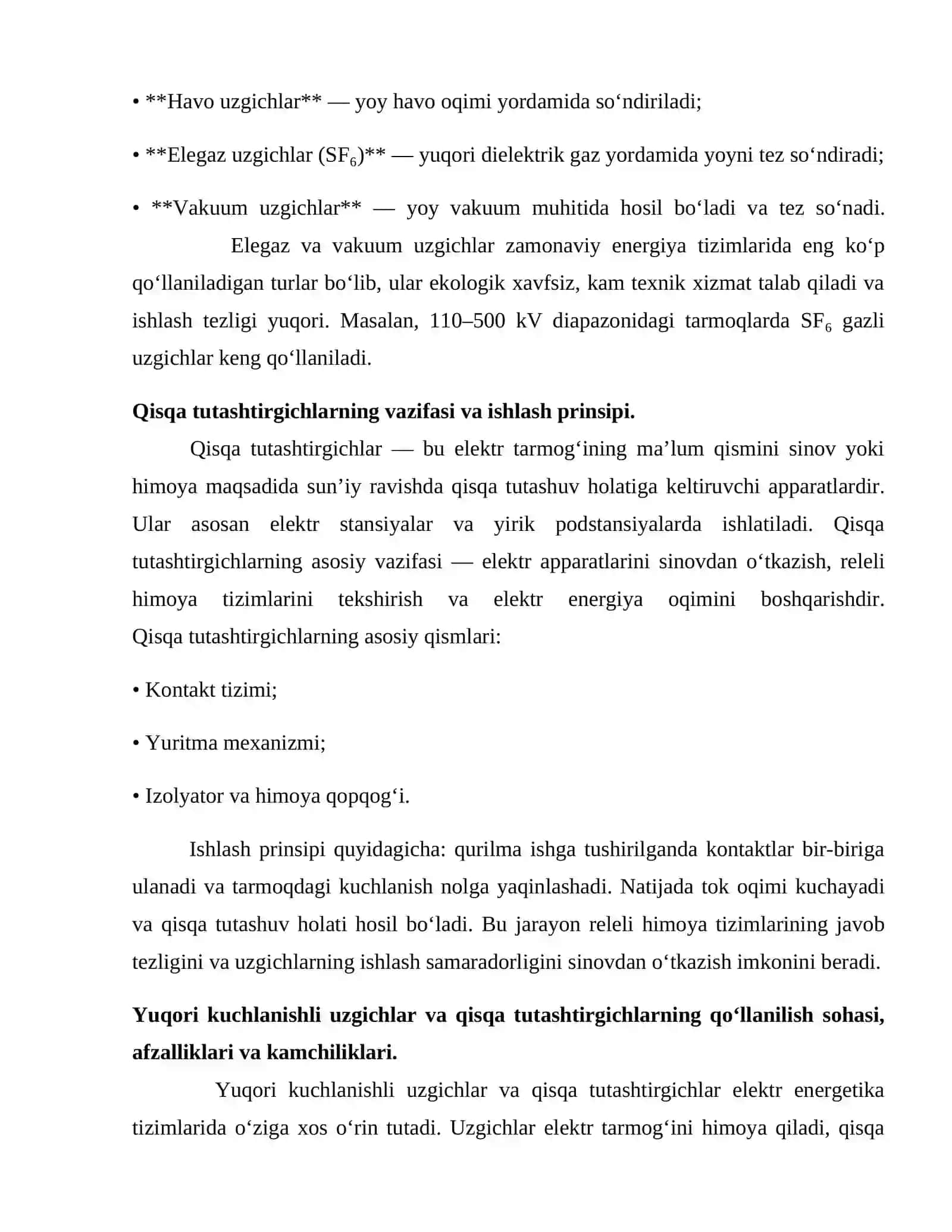 Yuqori kuchlanishli elektr apparatlarni tanlash 4