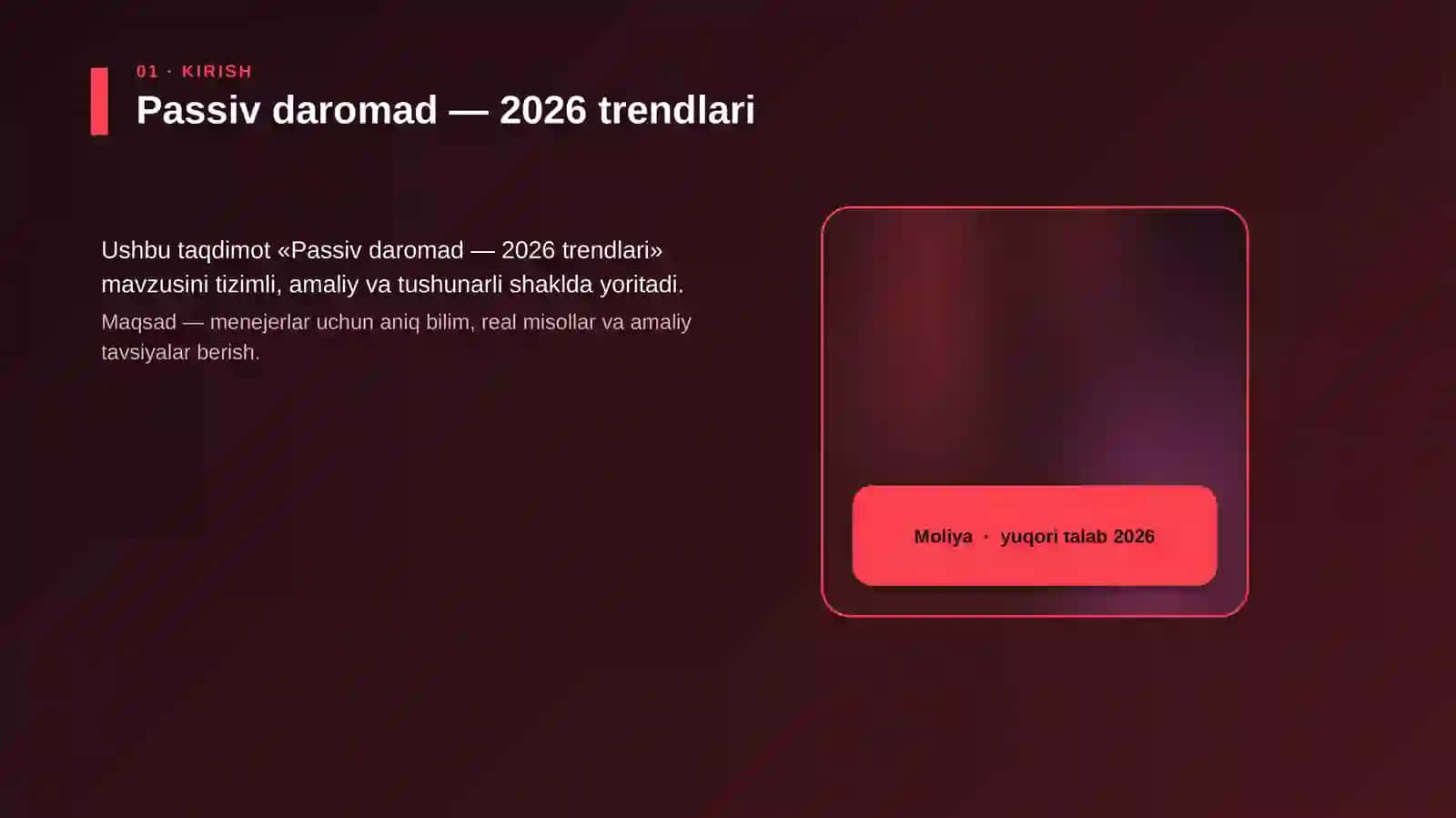 Passiv daromad — 2026 trendlari 4