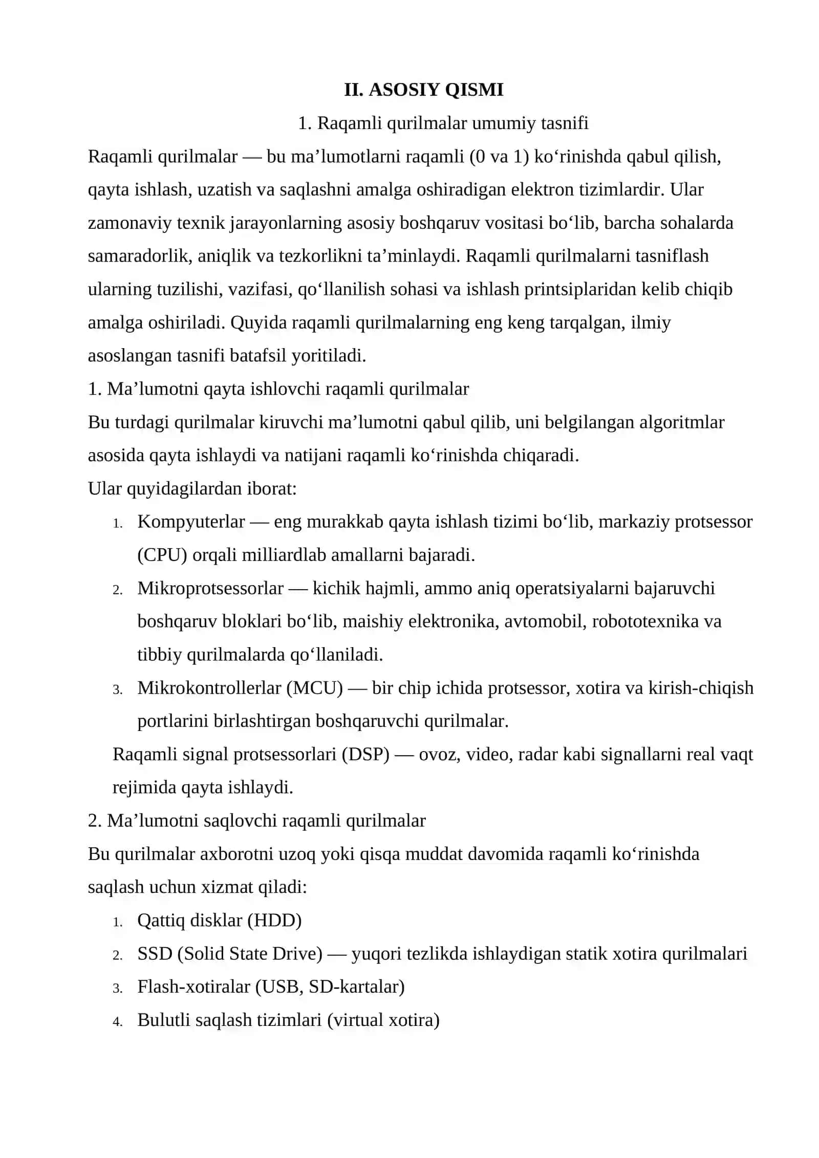RAQAMLI QURILMALAR TASNIFI VA QO'LLANILISHI 4
