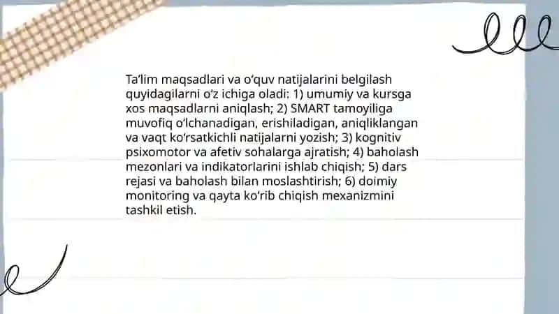 Dars va oʻquv rejasini tuzish 4