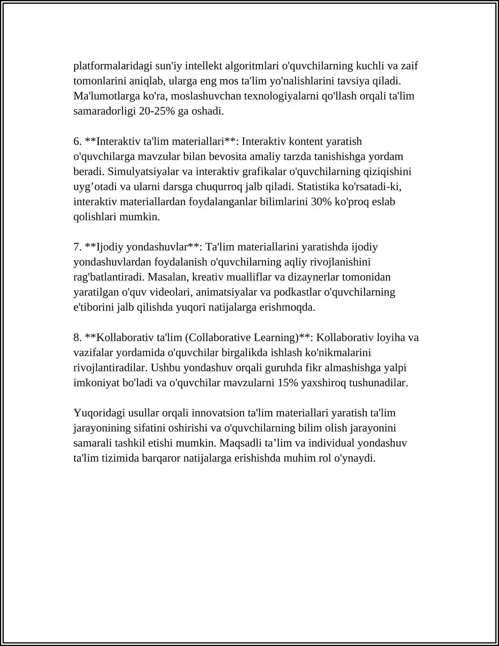BOSHLANGʻICH TAʼLIMDA OʻQUV MATERIALLARNI TAYYORLASHGA KREATIV YONDASHUV VA ULARNI SAMARALI TAYYORLASH TAMOILLARI 4