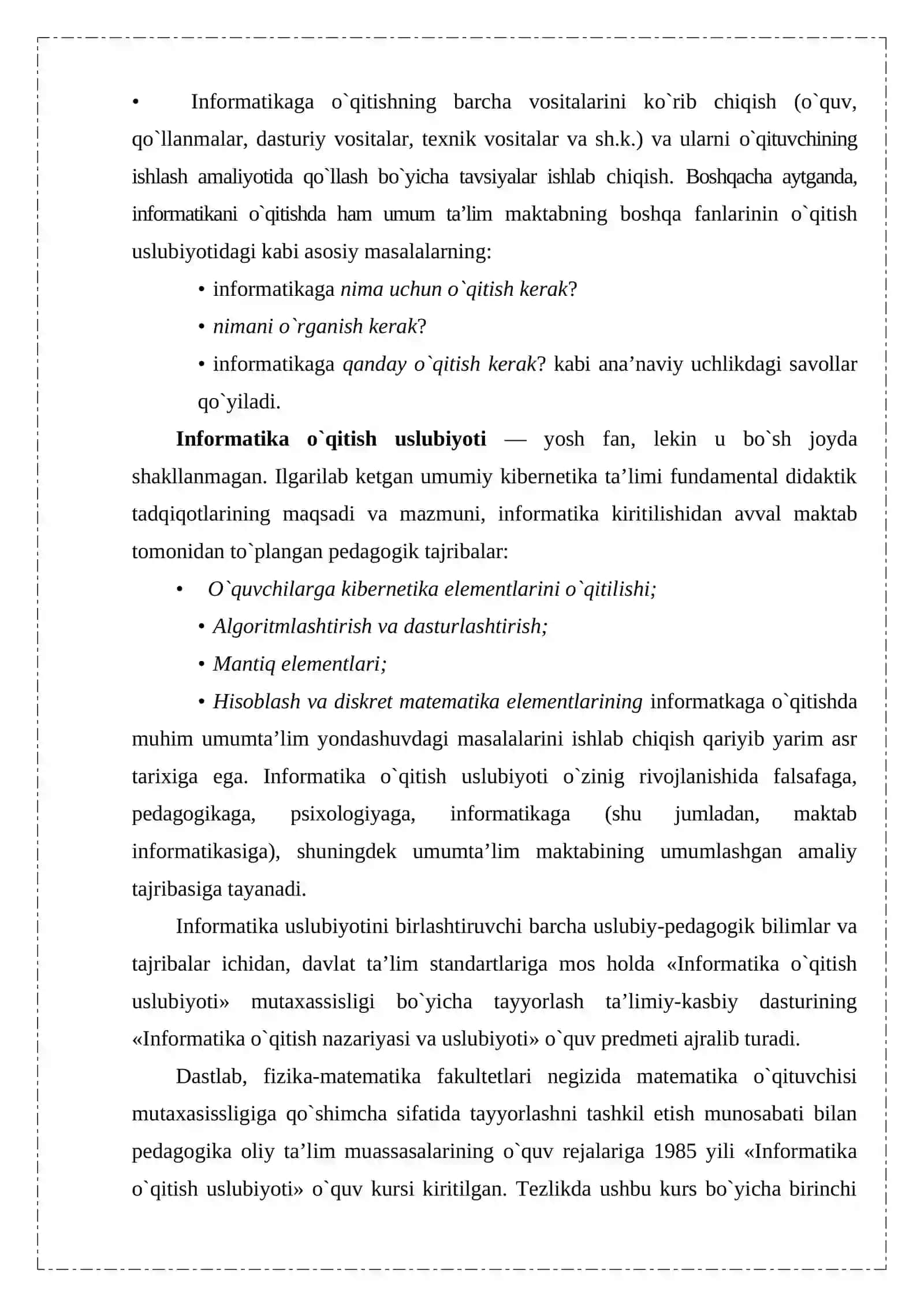 Mutaxassislik fanlarini o`qitish metodikasi 4