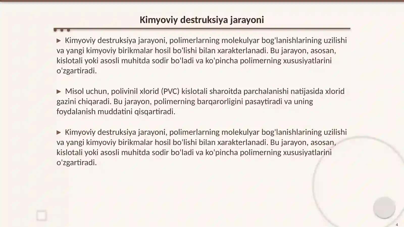Polimer moddalarining destruksiyasi 4