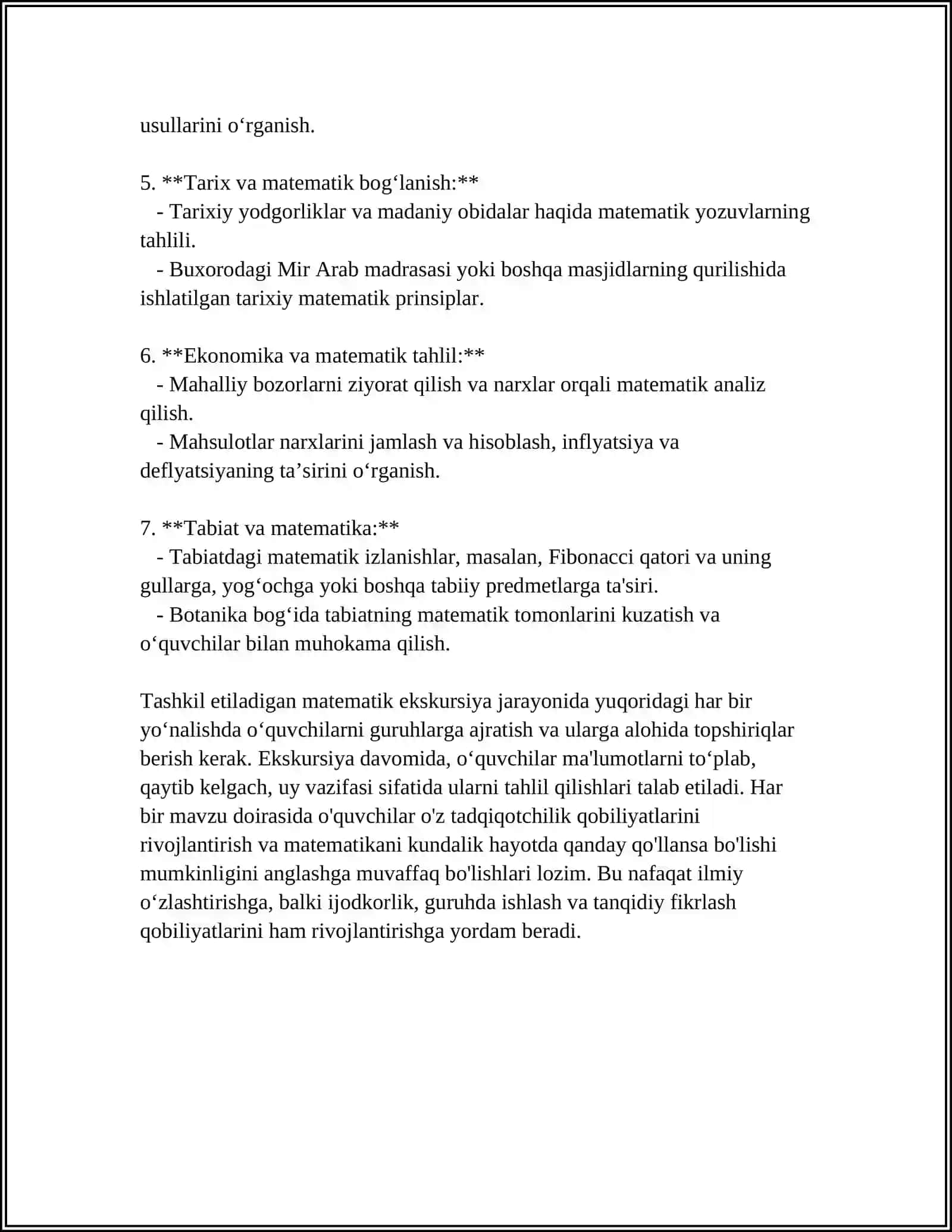 MATEMATIKADAN EKSKURSIYALAR, ERTALIKLAR, O‘YINLARNI TAYYORLASH VA O'TKAZISH METODIKASI (3-4-SINF MISOLIDA) 4