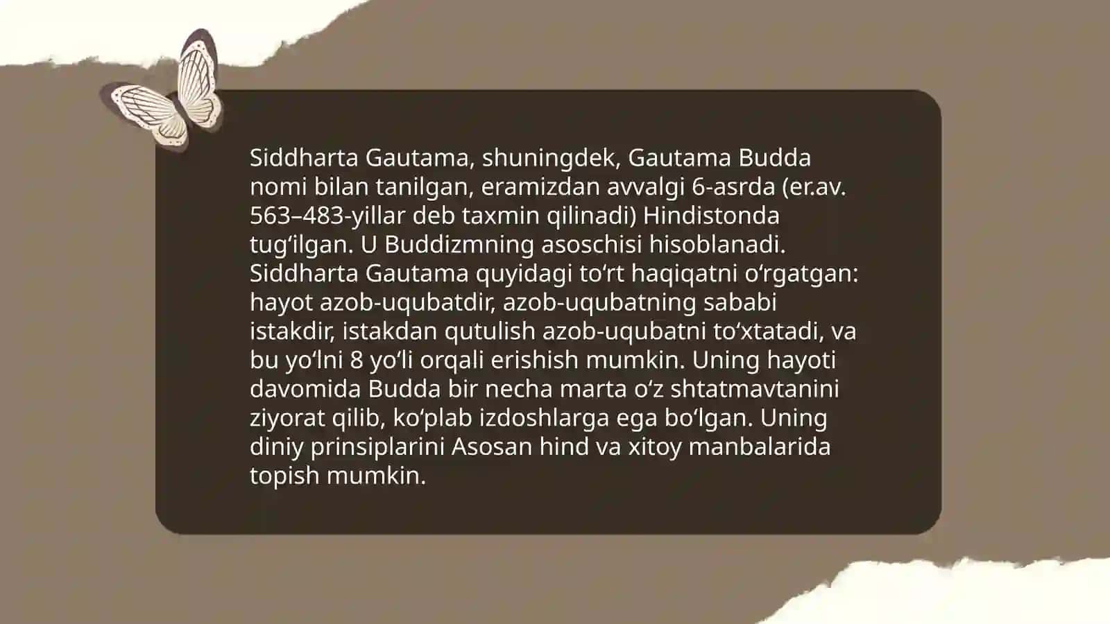 Jahon dinlari. Buddizm dini haqida 4