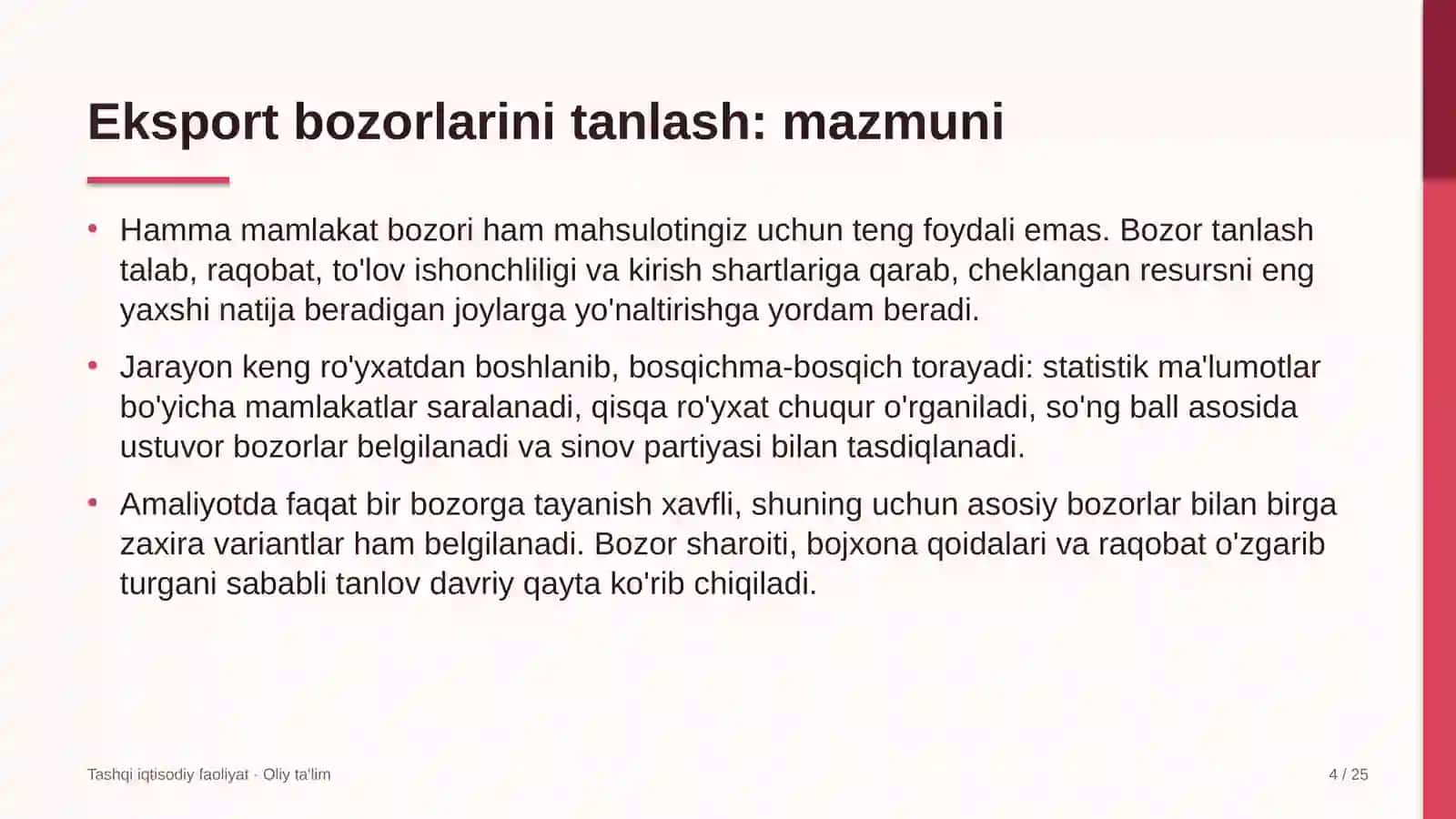 Paxtachilikda eksport bozorlarini tanlash 4