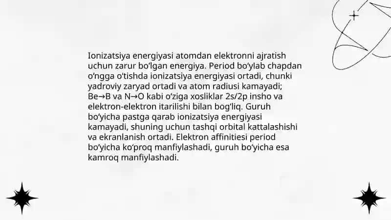 Elementlarning davriy o'zgaruvchan xossalari 4