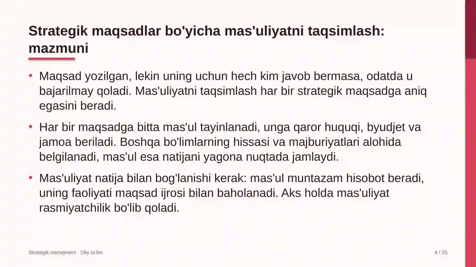 Dukkakli ekinlar yetishtirishda strategik maqsadlar bo'yicha mas'uliyatni taqsimlash 4