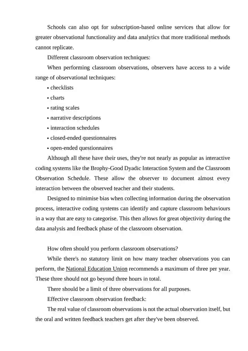 Classroom Observation Techniques 4