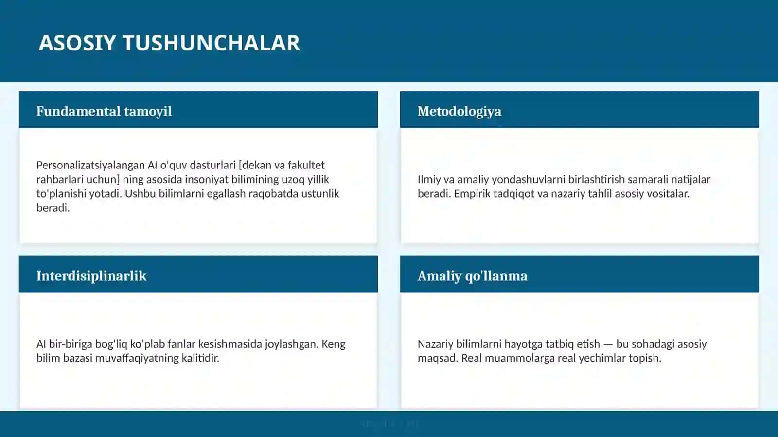 Personalizatsiyalangan AI O'quv Dasturlari [Dekan va Fakultet Rahbarlari Uchun] 4