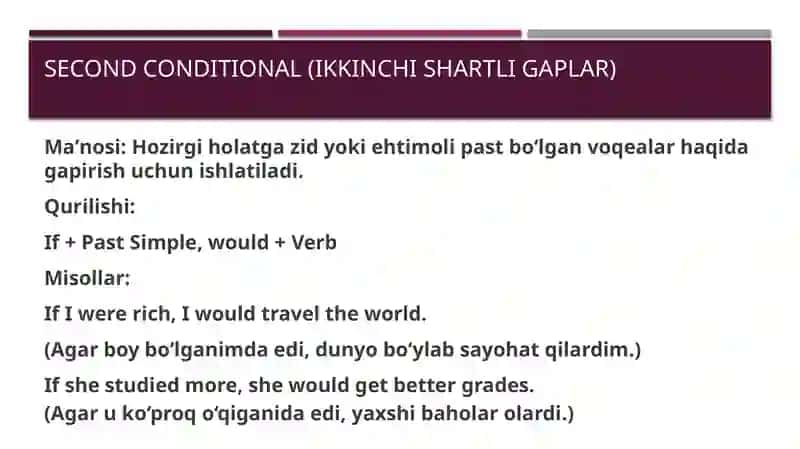 Conditional sentences (if shartli gaplar) 4