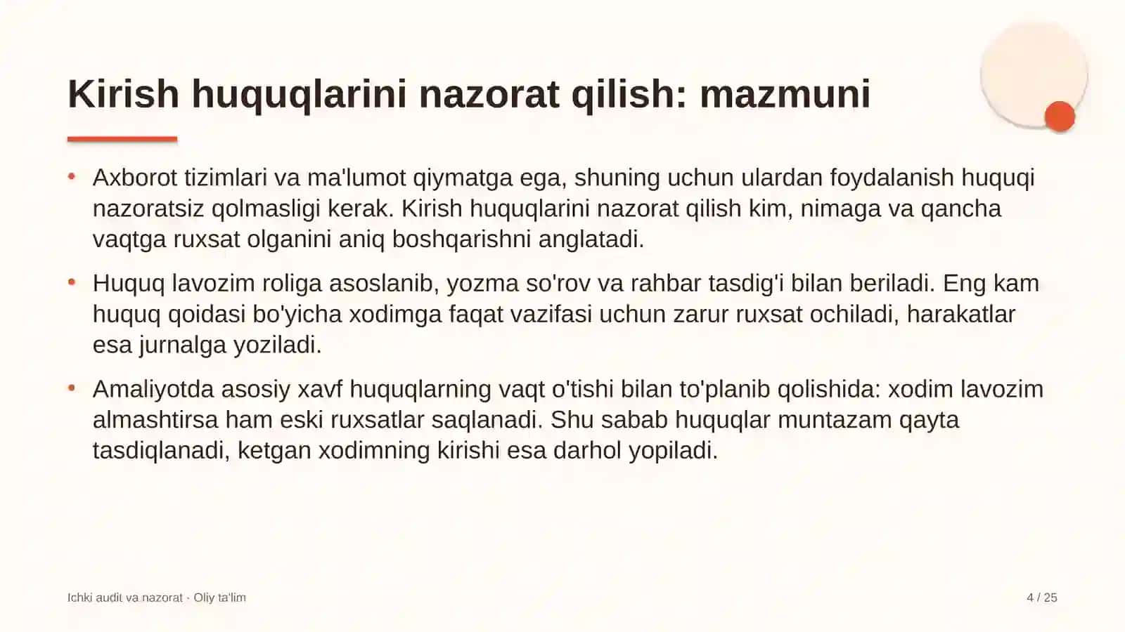 Jarrohlik bo'limlarida kirish huquqlarini nazorat qilish 4