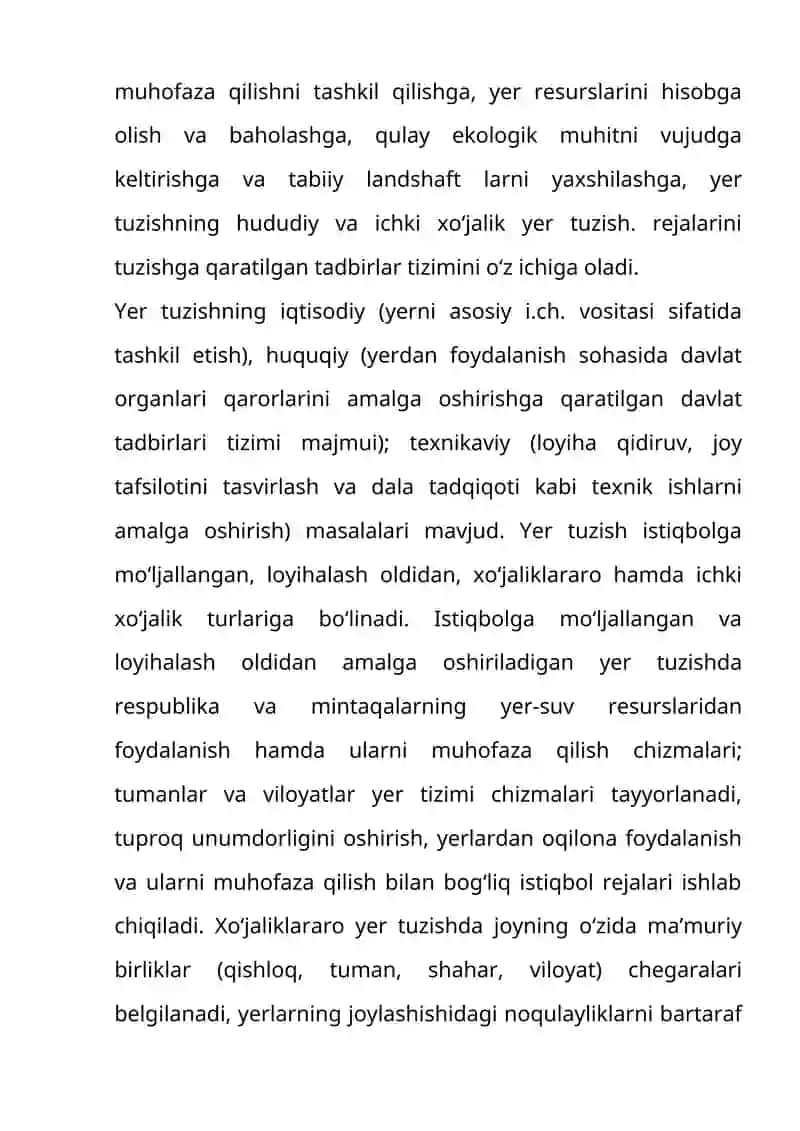 XO'JALIKLARO YER TUZISHNING MAZMUNI VA IJTIMOIY-IQTISODIY XARAKTERI 4
