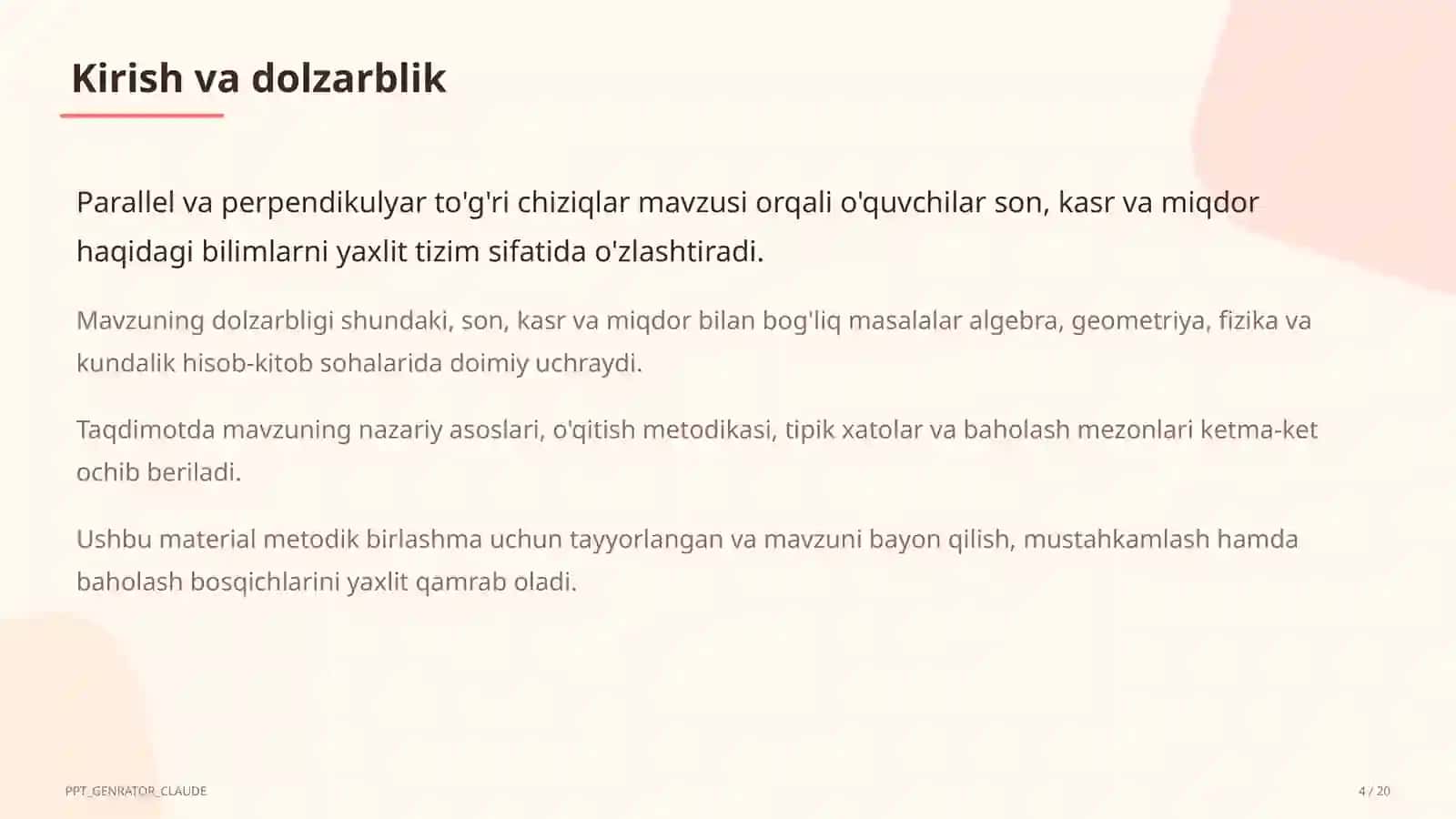 Parallel va perpendikulyar to'g'ri chiziqlar (6-sinf) 4