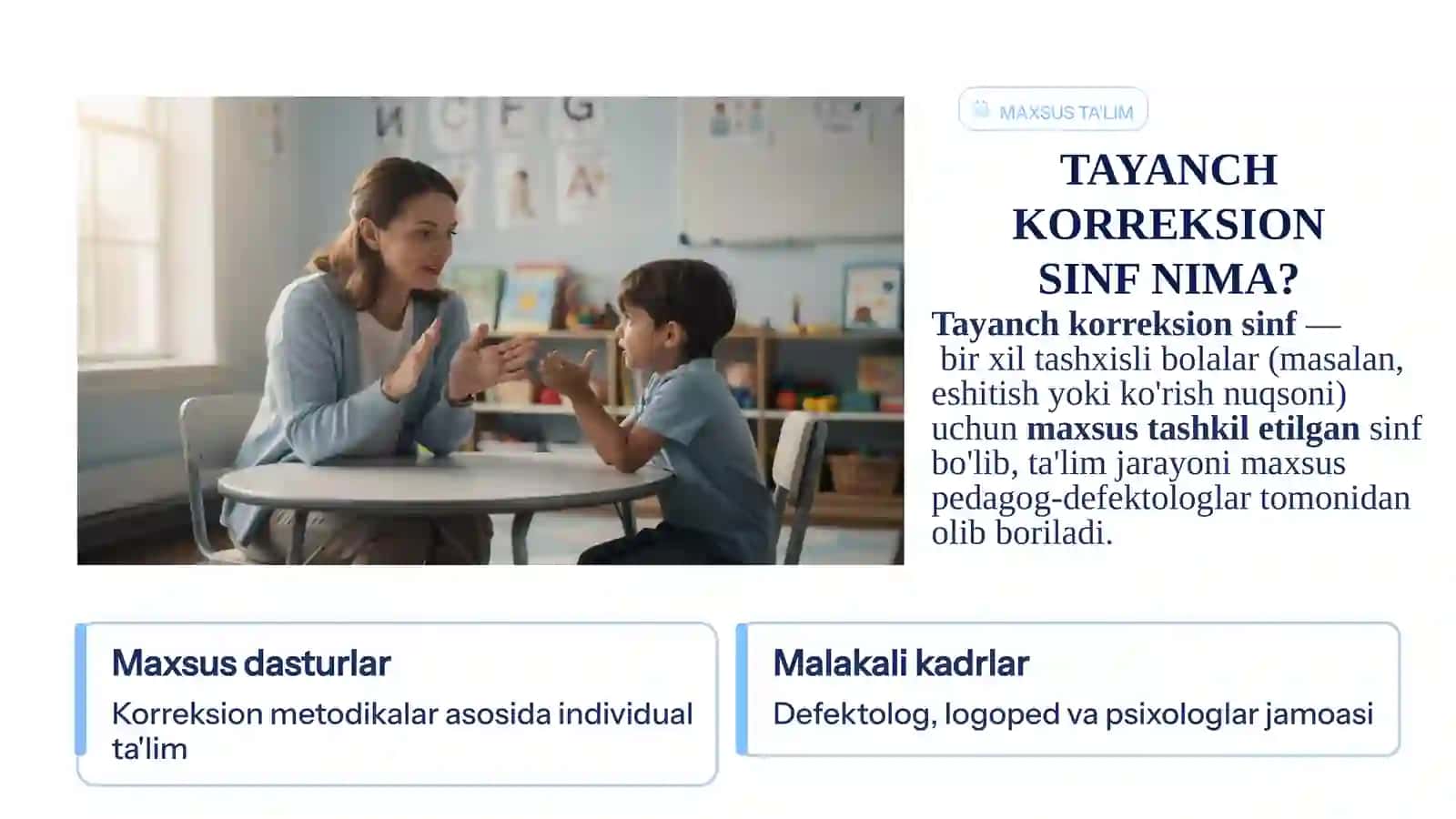 Inklyuziv ta‘lim sinflari va boshlang`ich tayanch korreksion sinflarda imkoniyati cheklangan bolalarni o‘qitish bo‘yicha pedagogik jarayonni tashkil etish yo‘llari 4