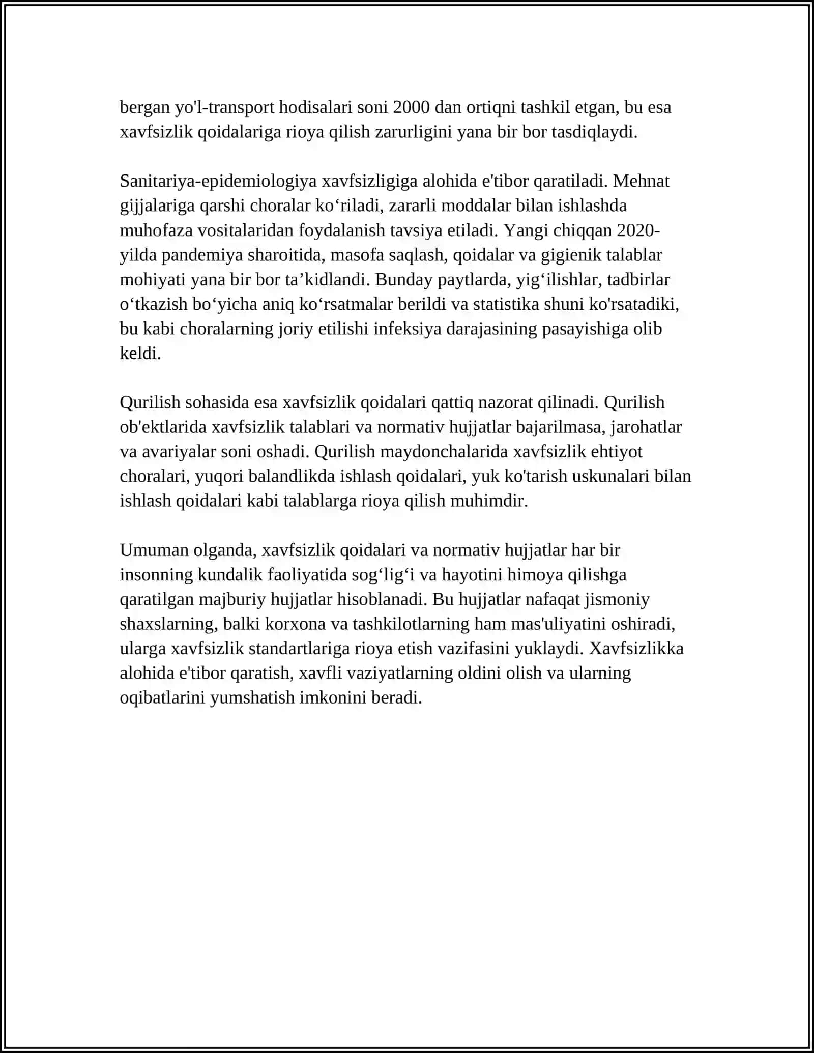 XAVFSIZLIK QOIDALARI NORMATIV BAZASI VA QO'LLANILISHI 4