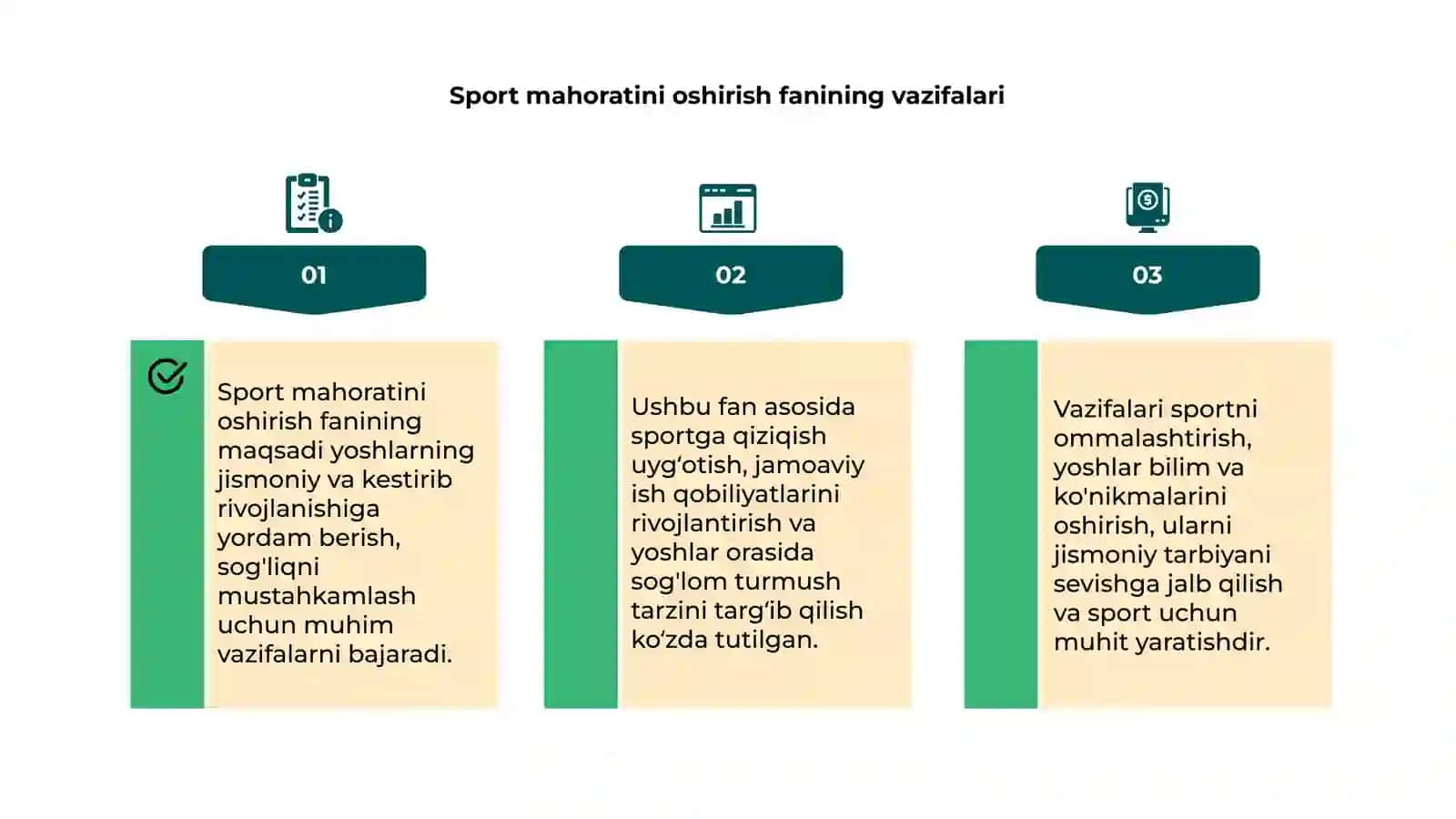 Sport mahoratini oshirish fanining maqsadi hamda vazifalari 4