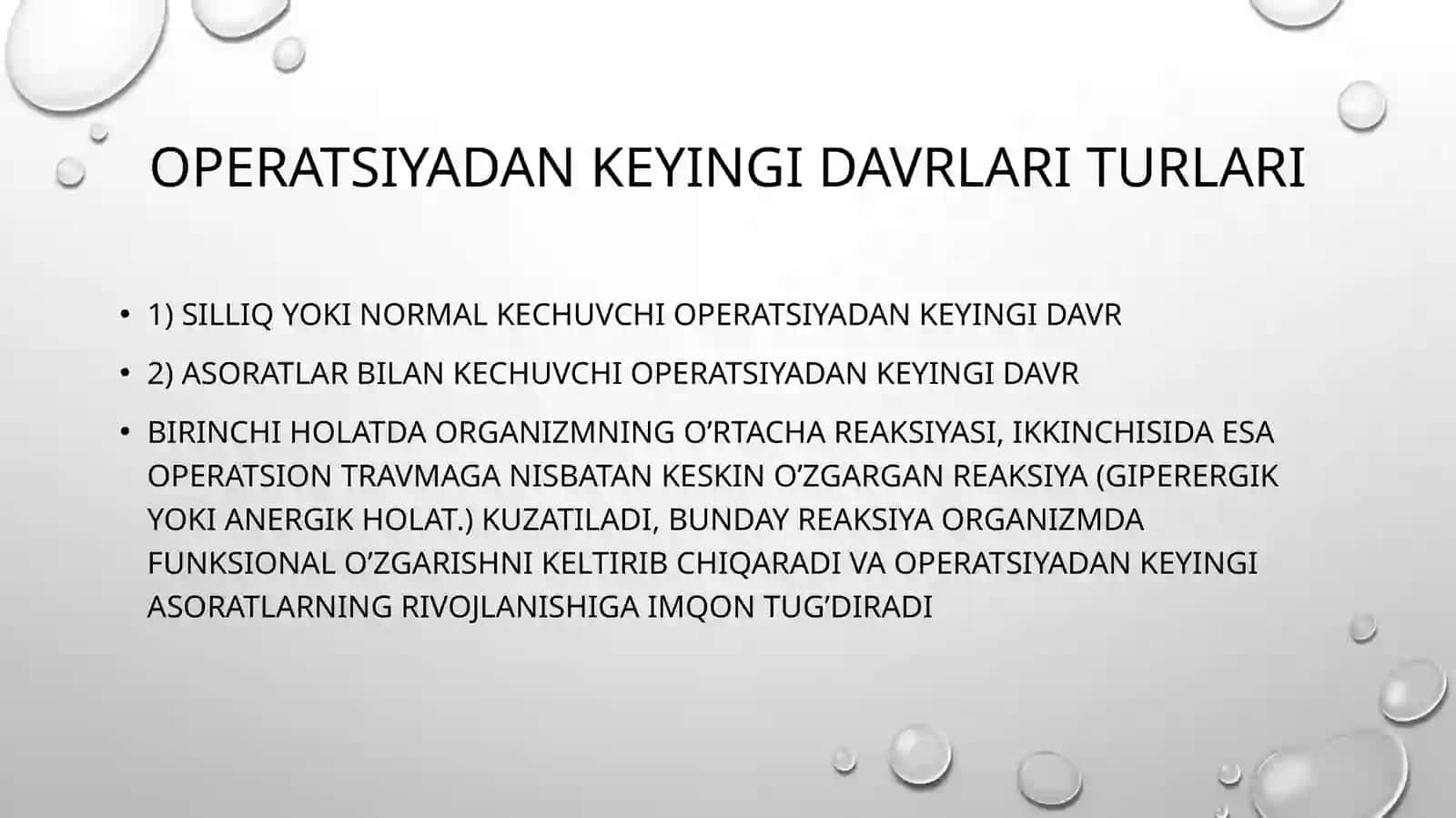 Operatsiyadan keyingi davr , asoratlarni oldini olish 4