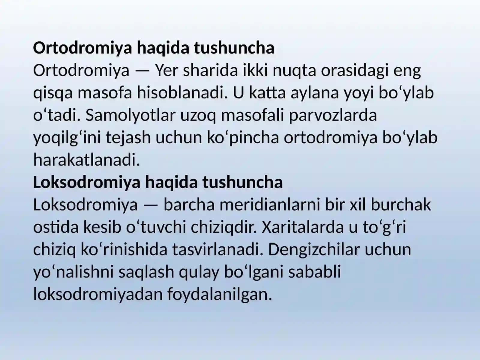 Ortodromiya va loksodromiyani aniqlash 4