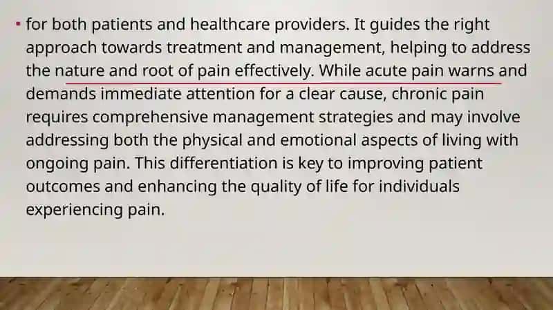 Compare types of pain and their description 4