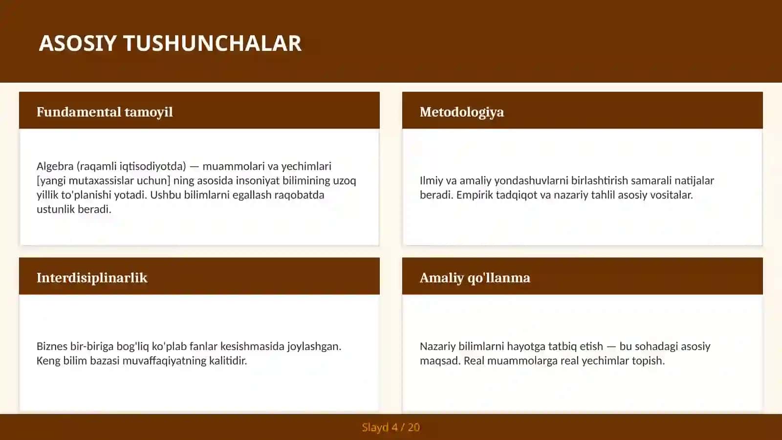 Algebra (Raqamli Iqtisodiyotda) - Muammolari va Yechimlari [Yangi Mutaxassislar Uchun] 4