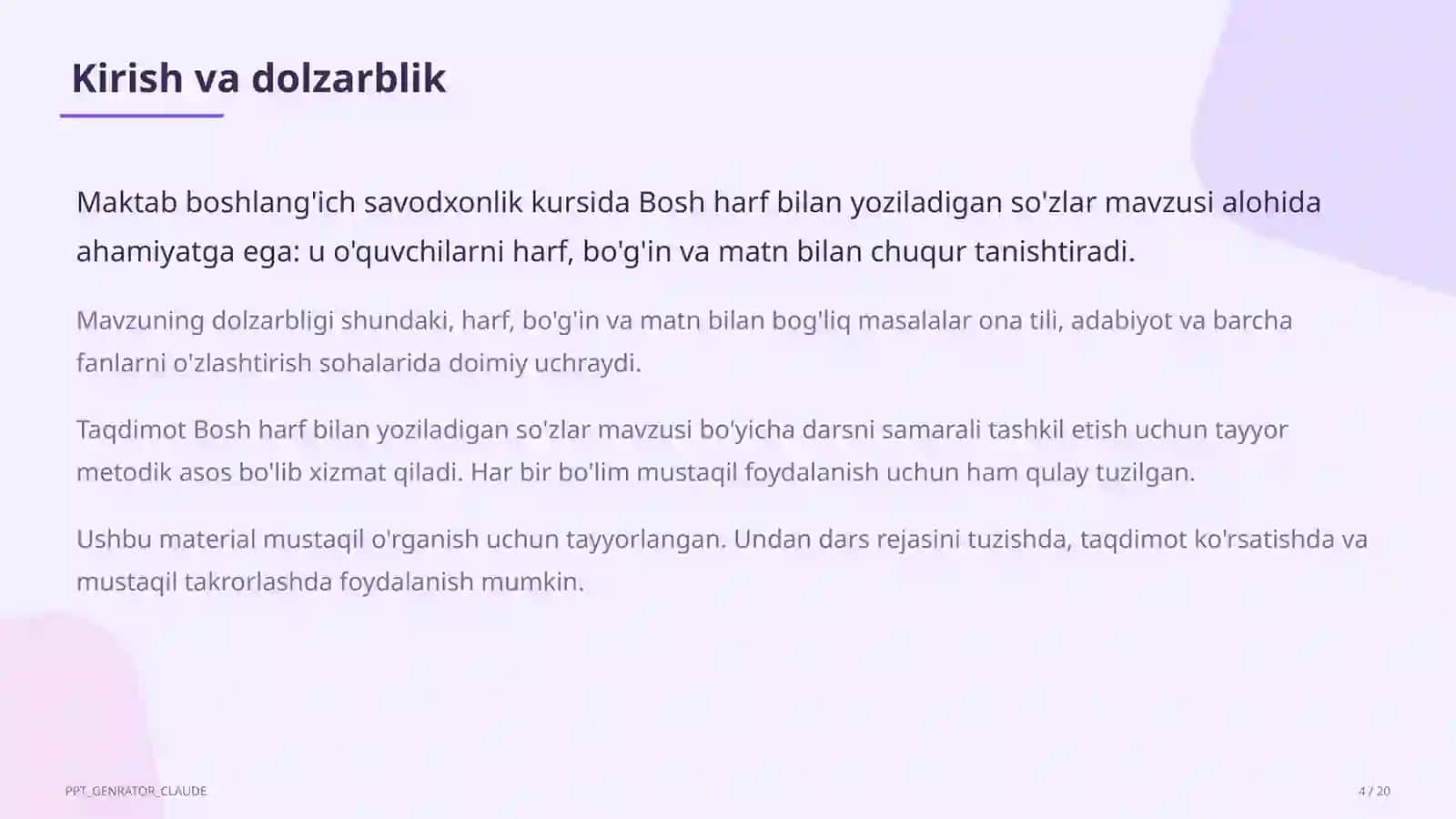 Bosh harf bilan yoziladigan so'zlar (2-sinf) 4