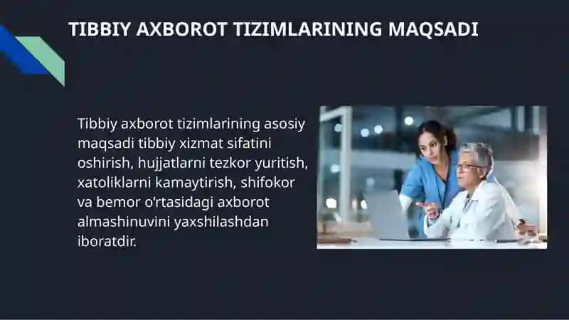 Tibbiy axborot tizimlari va elektron kasallik tarixini yuritish 4